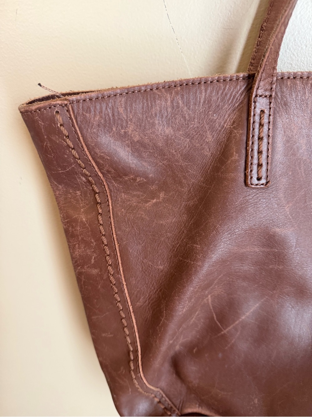 The Sak Faye Gen Tote Large Leather Brown Shoulder Bag Classic Boho Distressed - Picture 2 of 9